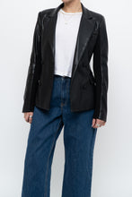 Load image into Gallery viewer, emmy deveaux x black faux leather blazer (xs)