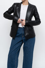 Load image into Gallery viewer, emmy deveaux x black faux leather blazer (xs)