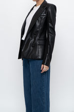 Load image into Gallery viewer, emmy deveaux x black faux leather blazer (xs)