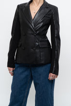 Load image into Gallery viewer, emmy deveaux x black faux leather blazer (xs)