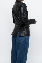 Load image into Gallery viewer, emmy deveaux x black faux leather blazer (xs)