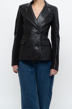 Load image into Gallery viewer, emmy deveaux x black faux leather blazer (xs)