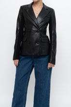 Load image into Gallery viewer, emmy deveaux x black faux leather blazer (xs)