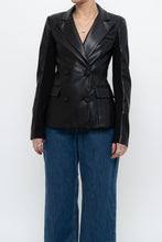 Load image into Gallery viewer, emmy deveaux x black faux leather blazer (xs)