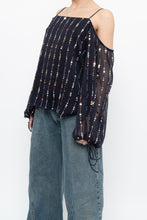 Load image into Gallery viewer, TULAROSA x Made in India x Navy Beaded Off-Shoulder Blouse (M, L)