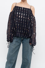 Load image into Gallery viewer, TULAROSA x Made in India x Navy Beaded Off-Shoulder Blouse (M, L)