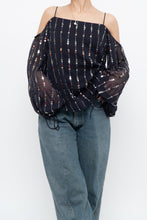 Load image into Gallery viewer, TULAROSA x Made in India x Navy Beaded Off-Shoulder Blouse (M, L)