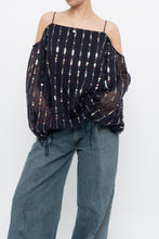Load image into Gallery viewer, TULAROSA x Made in India x Navy Beaded Off-Shoulder Blouse (M, L)
