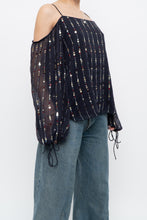 Load image into Gallery viewer, TULAROSA x Made in India x Navy Beaded Off-Shoulder Blouse (M, L)