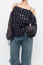 Load image into Gallery viewer, TULAROSA x Made in India x Navy Beaded Off-Shoulder Blouse (M, L)