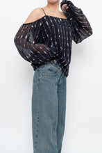 Load image into Gallery viewer, TULAROSA x Made in India x Navy Beaded Off-Shoulder Blouse (M, L)