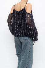 Load image into Gallery viewer, TULAROSA x Made in India x Navy Beaded Off-Shoulder Blouse (M, L)