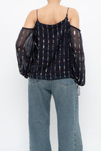 Load image into Gallery viewer, TULAROSA x Made in India x Navy Beaded Off-Shoulder Blouse (M, L)