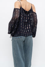Load image into Gallery viewer, TULAROSA x Made in India x Navy Beaded Off-Shoulder Blouse (M, L)