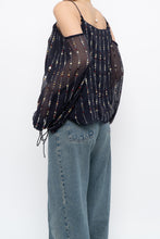 Load image into Gallery viewer, TULAROSA x Made in India x Navy Beaded Off-Shoulder Blouse (M, L)