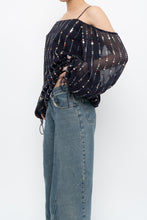 Load image into Gallery viewer, TULAROSA x Made in India x Navy Beaded Off-Shoulder Blouse (M, L)