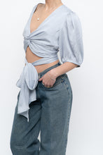 Load image into Gallery viewer, BA&amp;SH x Deadstock Baby Blue Satin Crop Blouse (M, L)