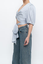 Load image into Gallery viewer, BA&amp;SH x Deadstock Baby Blue Satin Crop Blouse (M, L)