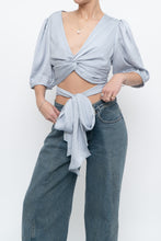 Load image into Gallery viewer, BA&amp;SH x Deadstock Baby Blue Satin Crop Blouse (M, L)
