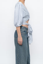 Load image into Gallery viewer, BA&amp;SH x Deadstock Baby Blue Satin Crop Blouse (M, L)