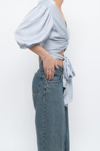 Load image into Gallery viewer, BA&amp;SH x Deadstock Baby Blue Satin Crop Blouse (M, L)