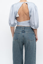 Load image into Gallery viewer, BA&amp;SH x Deadstock Baby Blue Satin Crop Blouse (M, L)