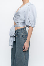 Load image into Gallery viewer, BA&amp;SH x Deadstock Baby Blue Satin Crop Blouse (M, L)
