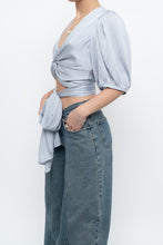 Load image into Gallery viewer, BA&amp;SH x Deadstock Baby Blue Satin Crop Blouse (M, L)
