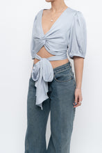 Load image into Gallery viewer, BA&amp;SH x Deadstock Baby Blue Satin Crop Blouse (M, L)