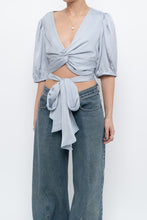 Load image into Gallery viewer, BA&amp;SH x Deadstock Baby Blue Satin Crop Blouse (M, L)