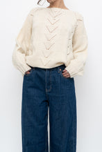 Load image into Gallery viewer, Vintage x Cream Handknit Trangle Patterned Sweater (XS-M)