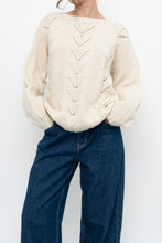 Load image into Gallery viewer, Vintage x Cream Handknit Trangle Patterned Sweater (XS-M)