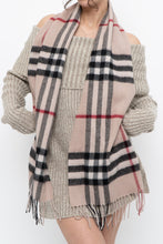 Load image into Gallery viewer, Vintage x Beige Plaid Wool-blend Scarf
