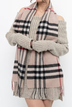 Load image into Gallery viewer, Vintage x Beige Plaid Wool-blend Scarf