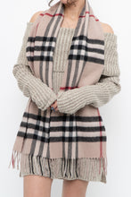 Load image into Gallery viewer, Vintage x Beige Plaid Wool-blend Scarf
