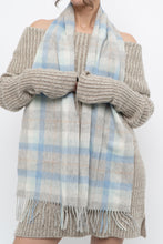 Load image into Gallery viewer, KITLANE x Baby Blue Plaid Lambswool Scarf