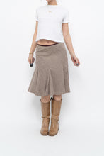 Load image into Gallery viewer, Vintage x Burgundy Pleated Wool-blend Midi Skirt (S, M)