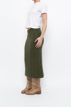 Load image into Gallery viewer, Vintage x Made in Italy x Green Cableknit Midi Skirt (S)