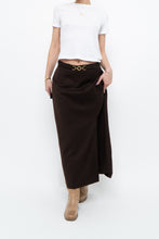 Load image into Gallery viewer, Vintage x Made in Canada x Dark Brown Wool Gold Chain Maxi Skirt (XS)