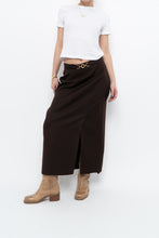 Load image into Gallery viewer, Vintage x Made in Canada x Dark Brown Wool Gold Chain Maxi Skirt (XS)