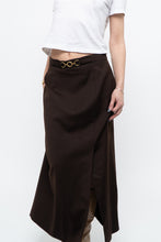Load image into Gallery viewer, Vintage x Made in Canada x Dark Brown Wool Gold Chain Maxi Skirt (XS)