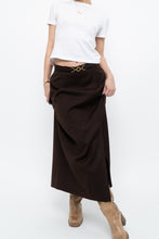 Load image into Gallery viewer, Vintage x Made in Canada x Dark Brown Wool Gold Chain Maxi Skirt (XS)