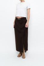 Load image into Gallery viewer, Vintage x Made in Canada x Dark Brown Wool Gold Chain Maxi Skirt (XS)