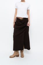 Load image into Gallery viewer, Vintage x Made in Canada x Dark Brown Wool Gold Chain Maxi Skirt (XS)