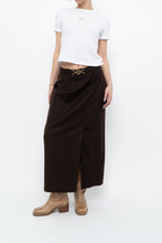 Load image into Gallery viewer, Vintage x Made in Canada x Dark Brown Wool Gold Chain Maxi Skirt (XS)