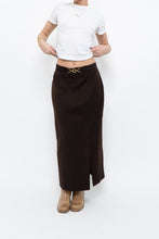 Load image into Gallery viewer, Vintage x Made in Canada x Dark Brown Wool Gold Chain Maxi Skirt (XS)