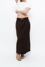 Load image into Gallery viewer, Vintage x Made in Canada x Dark Brown Wool Gold Chain Maxi Skirt (XS)