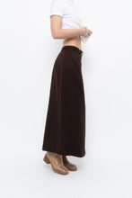 Load image into Gallery viewer, Vintage x Made in Canada x Dark Brown Wool Gold Chain Maxi Skirt (XS)