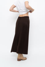 Load image into Gallery viewer, Vintage x Made in Canada x Dark Brown Wool Gold Chain Maxi Skirt (XS)