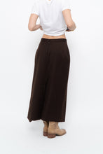 Load image into Gallery viewer, Vintage x Made in Canada x Dark Brown Wool Gold Chain Maxi Skirt (XS)
